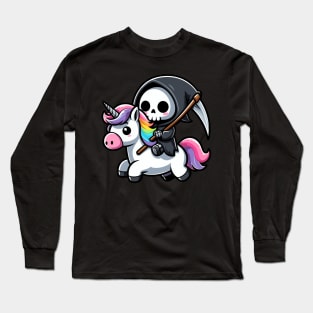 Cute Reaper Riding Unicorn Long Sleeve T-Shirt